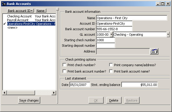 Configure Bank Accounts