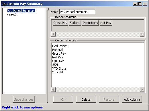 NETCON Custom Pay Period Summary configured