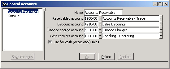 Configure Control Accounts