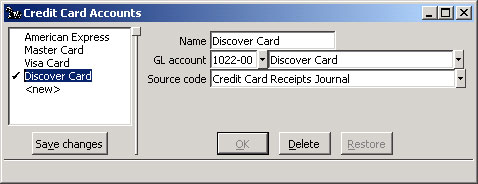 Configure Credit Card Accounts