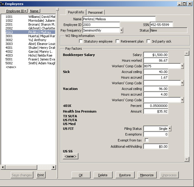Configure Employees Payroll Info