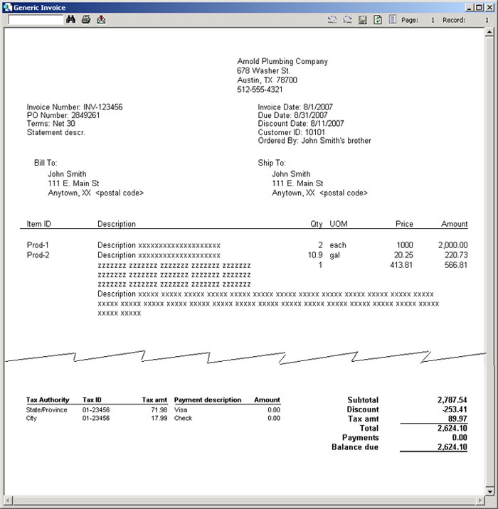 preview invoice form