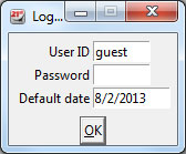 Log in dialogue box