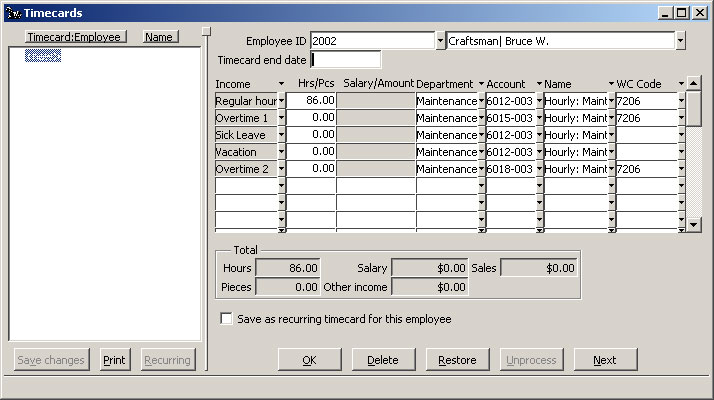 Departments, distributions, WC Codes